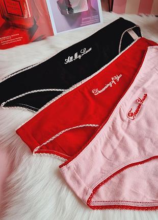 Бавовняні трусики з вишивкою victoria's secret вікторія сікрет оригінал