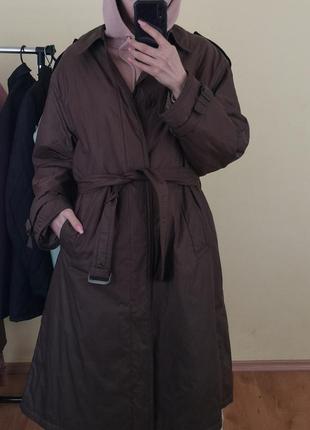 Шикарний тренч шоколадного кольору / тренч плащ шоколадного цвета с поясом
