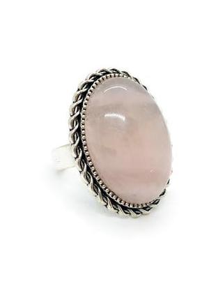 💍🌸 овальное кольцо в винтажном стиле натуральный камень розовый кварц1 фото