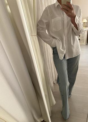 Блуза рубашка сорочка zara h&m біла сорочка бавовняна базова2 фото