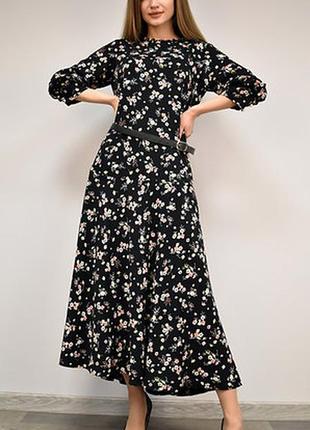 Сукня з щільного штапелю вільного крою 46-50 р.🍹