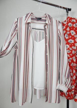 Подовжена сорочка туніка натуральна віскоза у смужку удлиненная рубашка туника вискоза в полоску