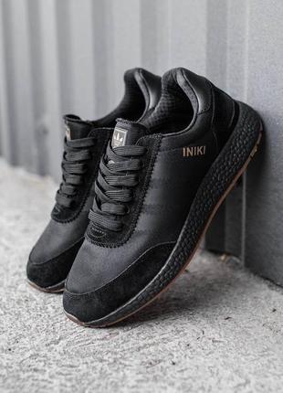 Женские кроссовки adidas iniki (чёрные) #адидас2 фото