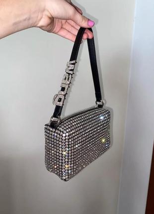 Сумка wang со стразами блестящая сумочка клатч с камнями стильная модная маленькая