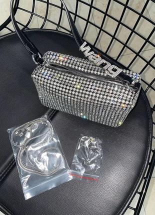 Сумка wang со стразами блестящая сумочка клатч с камнями стильная модная маленькая