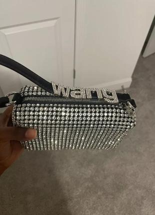 Сумка wang со стразами блестящая сумочка клатч с камнями стильная модная маленькая