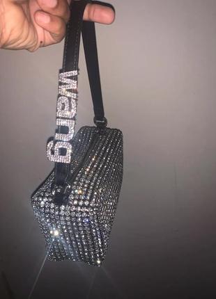 Сумка wang зі стразами блискуча сумочка клатч з камінням стильна модна маленька10 фото