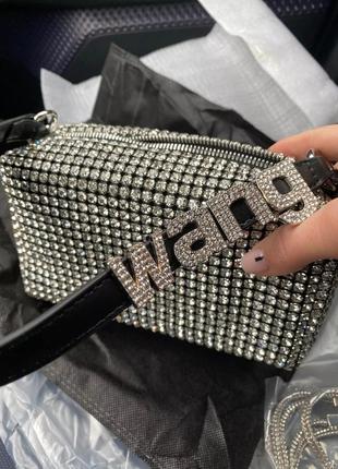 Сумка wang со стразами блестящая сумочка клатч с камнями стильная модная маленькая