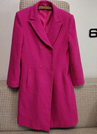 Стильное пальто, цвета фуксия, розовое1 фото
