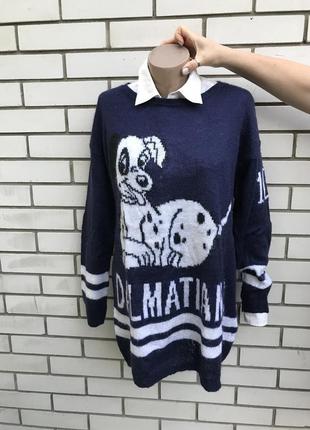 Шерсть мохер 100%  кофта,свитер,джемпер с далматинцем,h&m disney 3