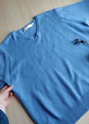 Свитер голубой джемпер чендлера шерсть l xl
