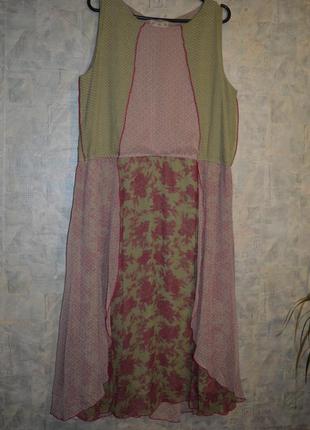 Шифоновый оригинальный сарафан,платье размер 16-18
