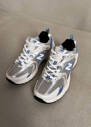 Стильні трендові кросівки new balance білі срібні синіжіночі підліткові дитячі 36-425 фото