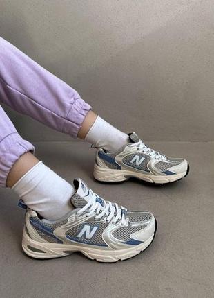 Стильні трендові кросівки new balance білі срібні синіжіночі підліткові дитячі 36-421 фото