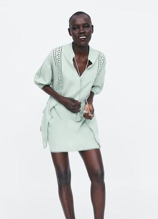 Zara сукня туніка фісташкового кольору l1 фото