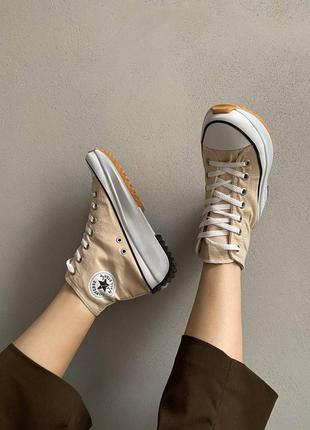 Высокие бежевые кеди converse birds star hike beige10 фото