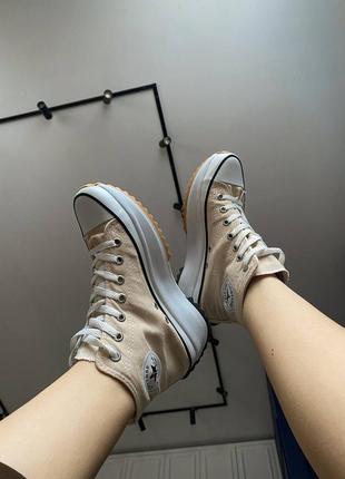 Высокие бежевые кеди converse birds star hike beige6 фото