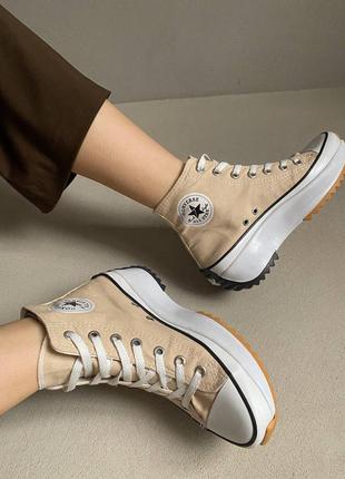 Высокие бежевые кеди converse birds star hike beige3 фото
