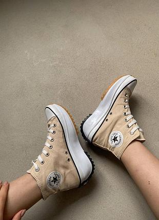 Высокие бежевые кеди converse birds star hike beige8 фото