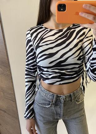 Топ кофта на зав'язках зебра принт зеброва зебровий