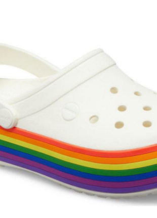 Сабо crocs crocband platform clog білі white rainbow2 фото