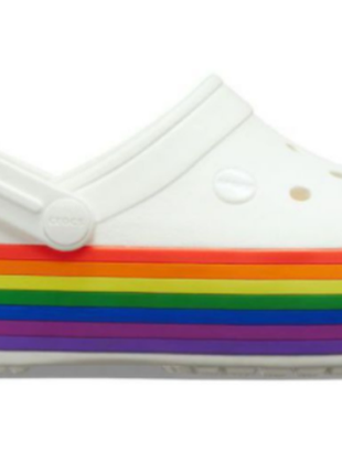 Сабо crocs crocband platform clog білі white rainbow3 фото