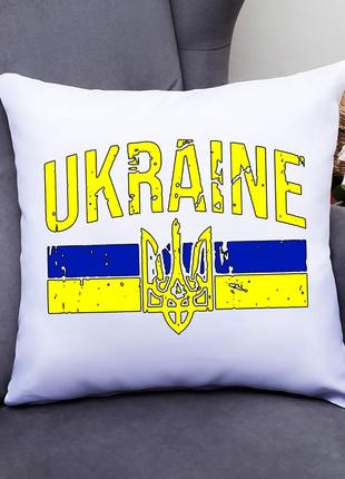 Подушка декоративная с принтом "герб и флаг ukraine"