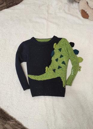 Вязаная кофта, свитер, свитшот с динозавром для мальчика. кофта для хлопчика
