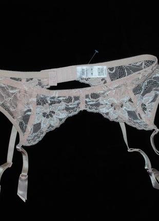 Uk 14 роскошный кружевной пояс для чулок подвязки  пудрового цвета marks & spencer