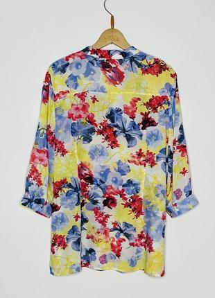 Блуза рубашка женская батал вискоза летняя блузка кофта большой пуговицы защипы v образный рукава 3/4 жіноча літня віскоза натуральна великий4 фото