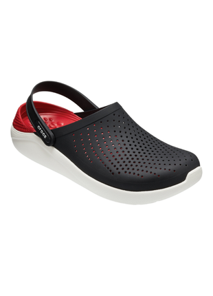 Сабо crocs literide clog кроксы черные с красным и белым 204592-066 black/white2 фото