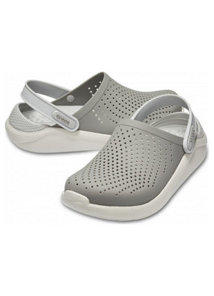 Сабо crocs literide clog кроксы светло серые 204592-06j grey