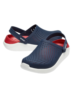 Сабо crocs literide clog крокси синій червоний 204592-4cc navy/pepper