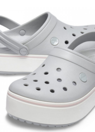 Сабо crocs crocband platform clog grey серые