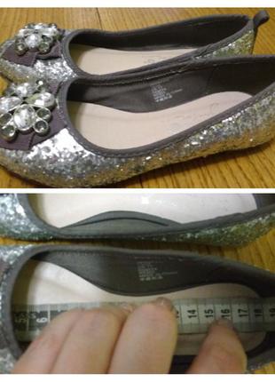 Нарядные блестящие серебряные туфельки next 18,3см по стельке в отличном состоянии.5 фото