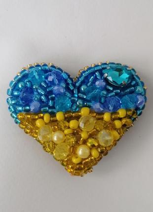 Брошка сердце прапор україни жовто-блакитне сердце3 фото