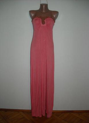 Платье персиковое с декором деревянными бусинами next