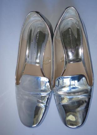 Сріблясті туфлі zara basic р. 40 (в ідеалі)4 фото