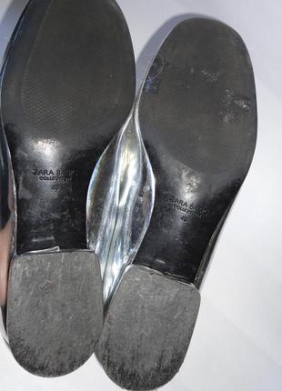 Сріблясті туфлі zara basic р. 40 (в ідеалі)3 фото