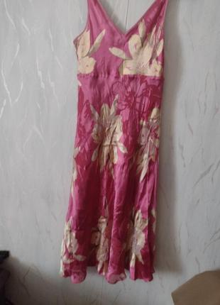 Красивейший легкий шелковый сарафан с цветочным принтом3 фото