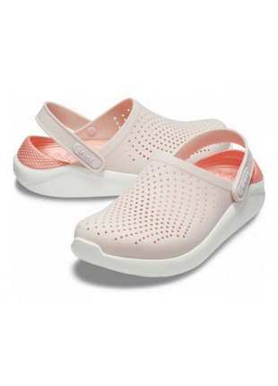 Сабо crocs literide clog кроксы светло персиковые 204592 powder/white