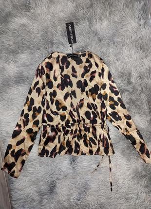Кофта блузка лонгслив в леопардовый принт 🖤🧡