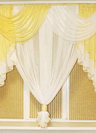 Тюль готовый с ламбрекеном на кухню, в детскую, спальню amalia