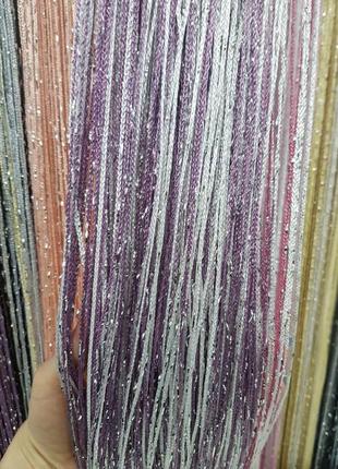 Штори нитки серпанок веселка, дощ, локшина з люрексом1 фото