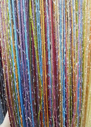 Штори нитки серпанок веселка, дощ, локшина з люрексом2 фото