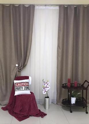 Готовые плотные шторы для спальни или гостинной 1,5х2,7 блэкаут лен