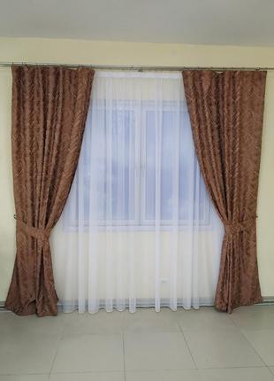 Готовые шторы турецкий лен для спальни или гостинной 1,5х2,71 фото