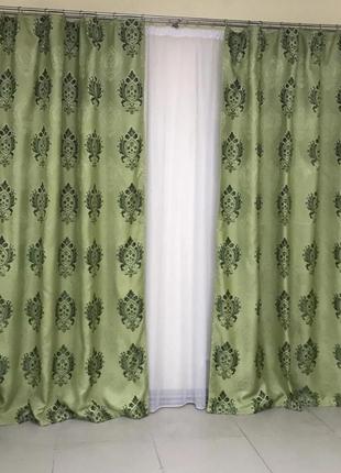 Готовые шторы лен блэкаут для спальни или гостинной 1,5х2,7.корона3 фото