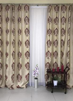 Готовые шторы лен блэкаут для спальни или гостинной 1,5х2,7.корона1 фото
