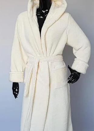 Большие размеры 50-62! махровый длинный женский халат с капюшоном.